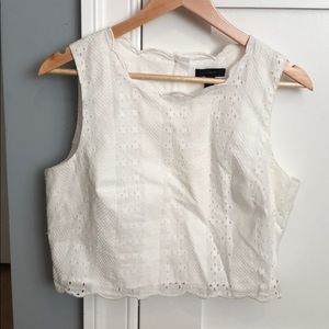 J. Crew White Eyelet Crop Top